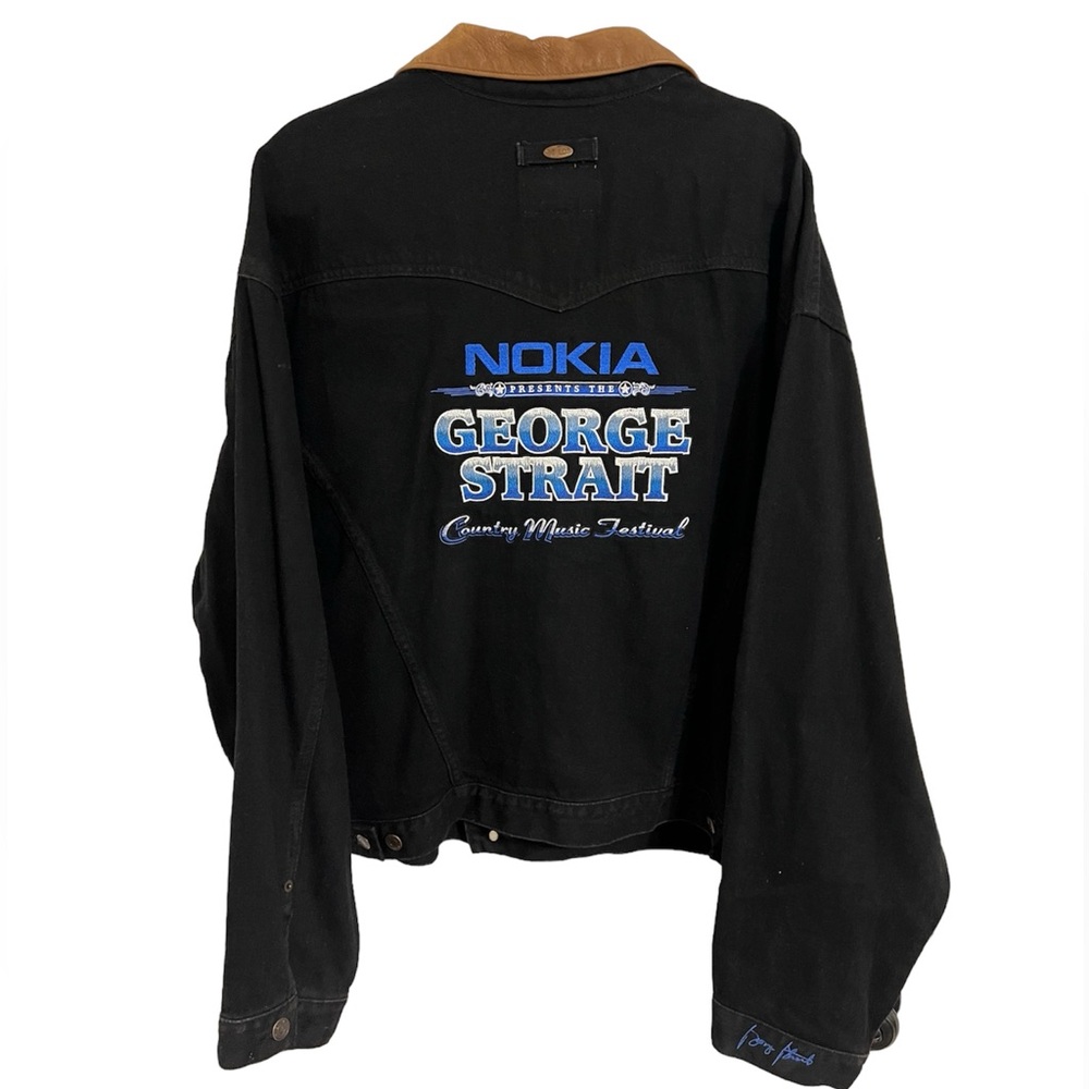 NEW Vintage George Strait Nokia Country Music Black Denim Jacket Leather